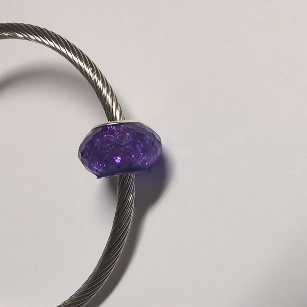 Purple Sparkly Charm for Pandora Style Bracelet